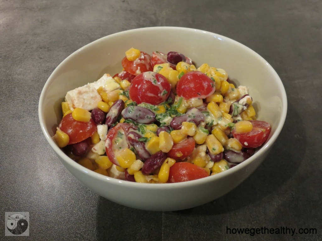 Schneller Bohnen-Mais-Salat mit Feta – howegethealthy